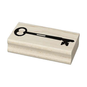 Skeleton Key Silhouette Vintage Rubber Art Stamp