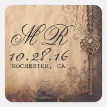 skeleton key vintage wedding stickers