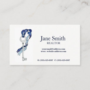 Skeleton Key Watercolor Real Estate Modern Business Card
