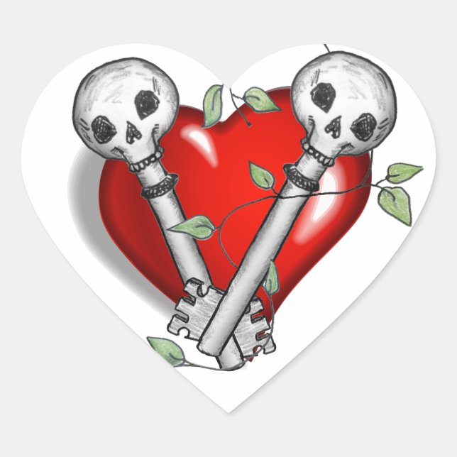 Skeleton Keys Heart Sticker (Front)
