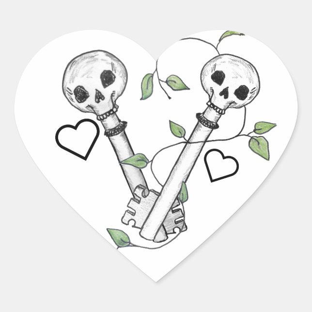 Skeleton Keys Heart Sticker (Front)