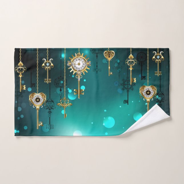 Skeleton Keys on Green Background (Serviette à main)