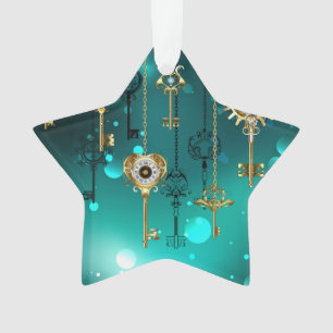 Skeleton Keys on Green Background