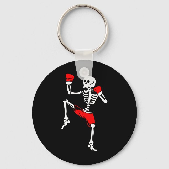 Skeleton Kickboxing Fighter Muay Thai  Keychain (Front)