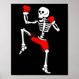 Skeleton Kickboxing Fighter Muay Thai Poster