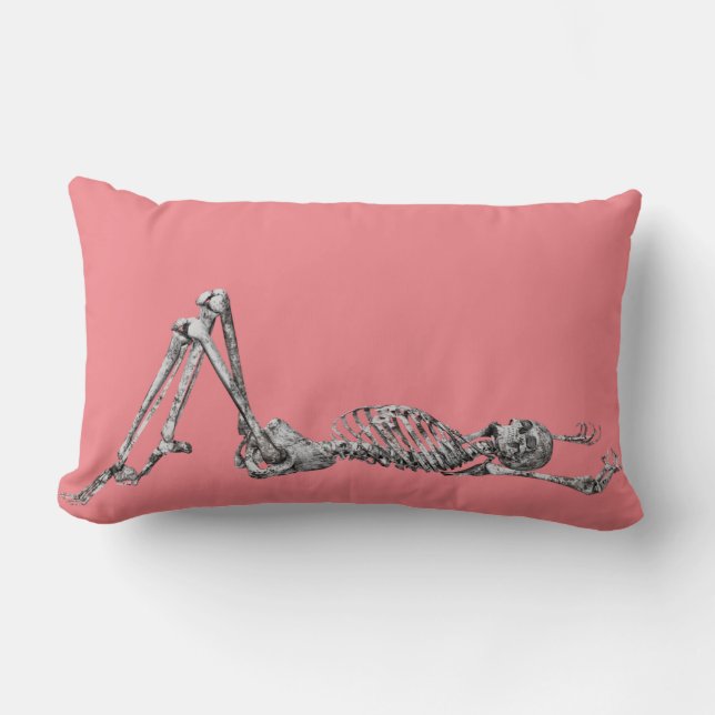 Skeleton Laying Down Black  Halloween   Lumbar Pillow (Front)