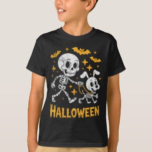 Skeleton Leads Dog Funny Skull Pet For Halloween C T-Shirt