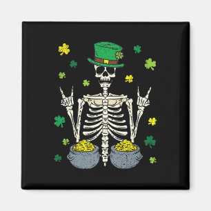 Skeleton Leprechaun St Patricks Day Shamrock Clove Magnet