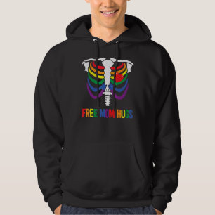 Skeleton Lgbt Flag Free Mom Hugs Lgbt Gay Trans Mo Hoodie