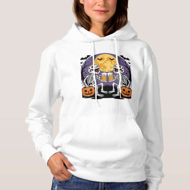 Skeleton Lizards Halloween Beer Cheers Hoodie (Front)
