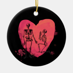 Skeleton Love Ceramic Ornament