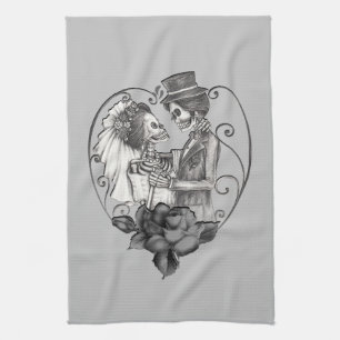 Skeleton Love Couple Marriage Dance Any Colour Kitchen Towel