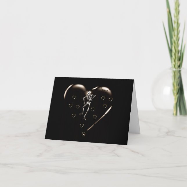 Skeleton Love Hearts Holiday Card (Front)