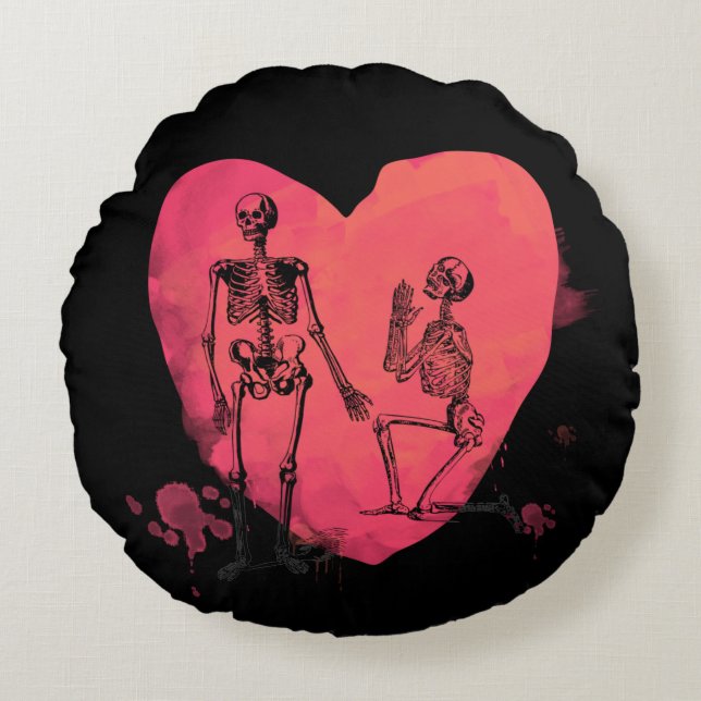 Skeleton Love Round Pillow (Front)