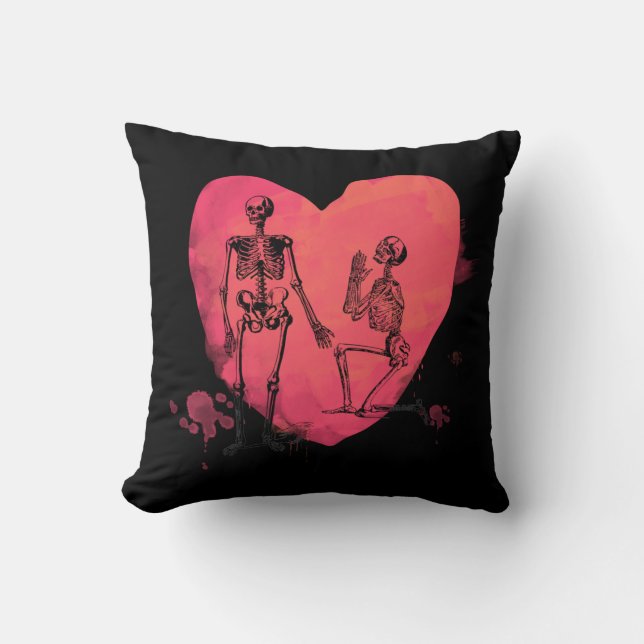 Skeleton Love Throw Pillow (Front)
