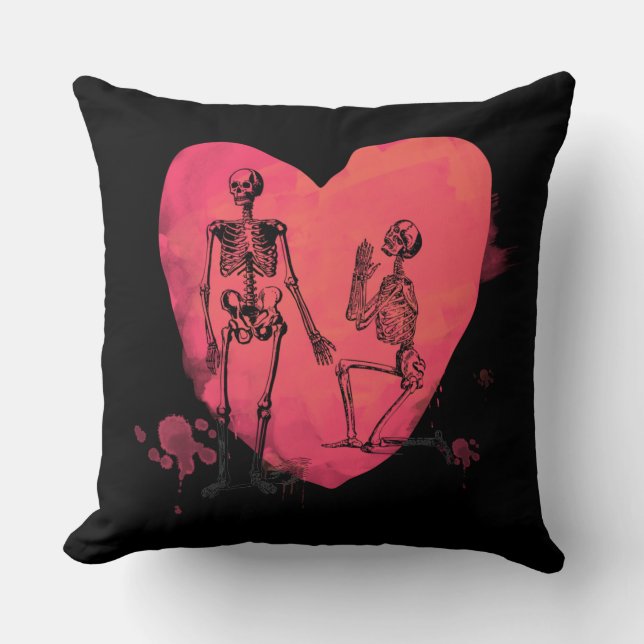 Skeleton Love Throw Pillow (Front)