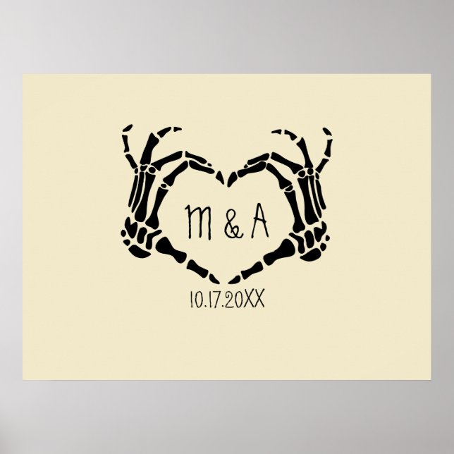 Skeleton Main Forme de coeur personnalisé Poster d (Devant)