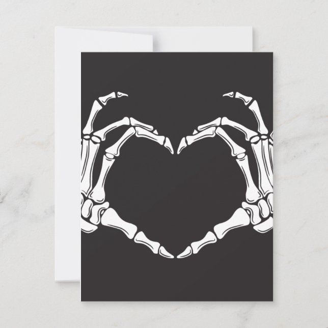 Skeleton Making a Heart Holiday Card (Front)