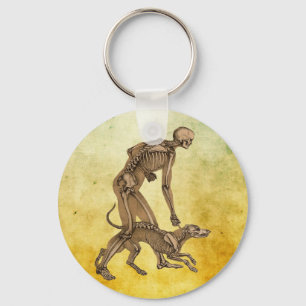 skeleton man and dog human animal anatomy art   keychain