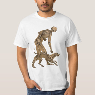 skeleton man and dog human animal anatomy art T-Shirt
