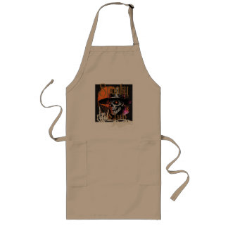 Skeleton Man Enjoying Coffee Long Apron