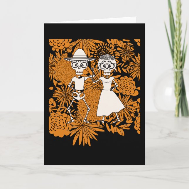 Skeleton man woman day of dead dia de los muertos card (Front)