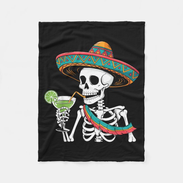 Skeleton margarita cinco de mayo  fleece blanket (Front)