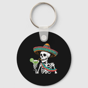 Skeleton margarita cinco de mayo keychain