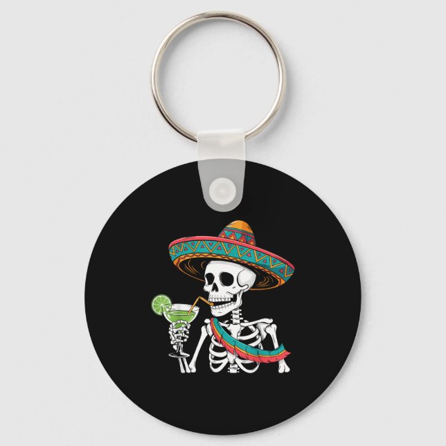 Skeleton margarita cinco de mayo  keychain (Front)