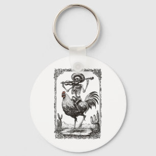 Skeleton Mariachi Bynd Rooster Mexico Fiesta Cinco Keychain