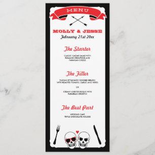 Skeleton Mariage Dinner Menu - Noir et Rouge