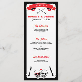 Skeleton Mariage Dinner Menu - Noir et Rouge