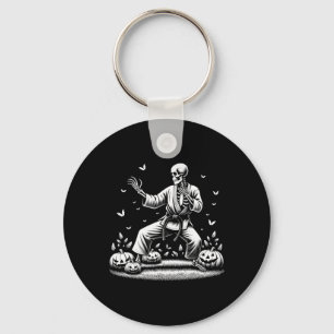 Skeleton Martial Art Karate Judo Player Halloween Keychain