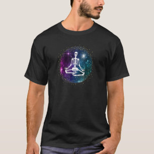 Skeleton Meditating Yoga Outer Space  New Age Goth T-Shirt