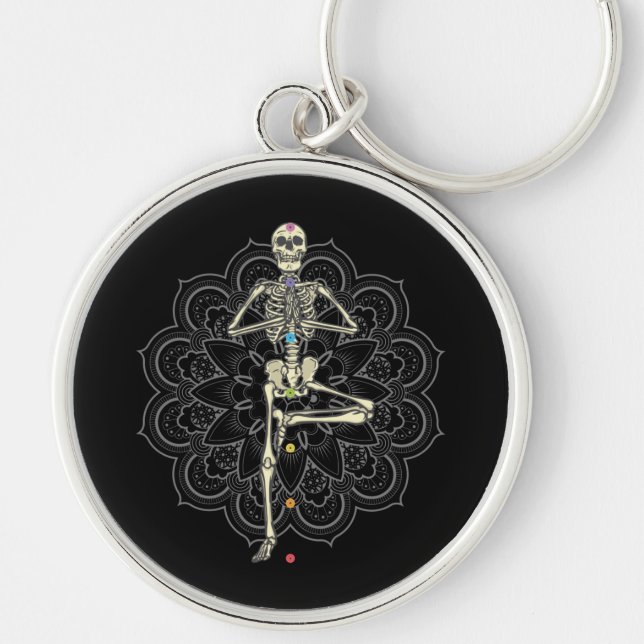 Skeleton Meditating - Yoga Position Keychain (Front)