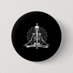 Skeleton Meditation Mandala Halloween Yoga Spiritu 2 Inch Round Button