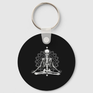 Skeleton Meditation Mandala Halloween Yoga Spiritu Keychain
