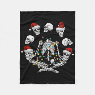 Skeleton Meditation Skull Yoga Christmas  Fleece Blanket