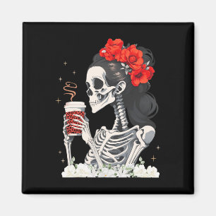 Skeleton Messy Bun Coffee Funny Costume Mom Women Magnet