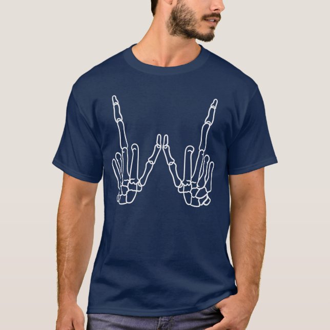 Skeleton Metal Hand Punk Rock Grunge Gothic Goth T-Shirt (Front)