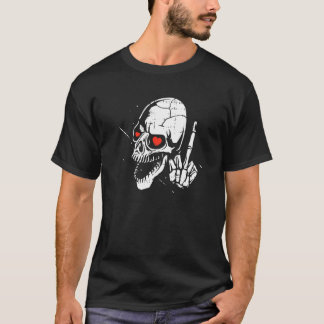 Skeleton Middle Finger Heart Valentines Day Skull  T-Shirt