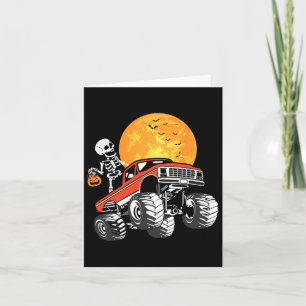 Skeleton Monster Truck Halloween Boys Truck Pumpki Card