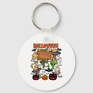 Skeleton Motel Halloween Cute Ghost Ghost Hallowee Keychain