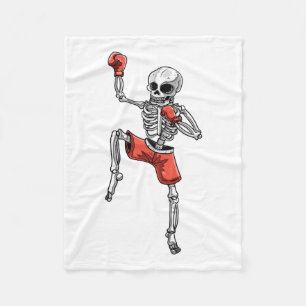Skeleton Muay Thai Halloween Kickboxing Mma Fighte Fleece Blanket