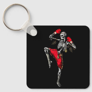 Skeleton Muay Thai Halloween Kickboxing MMA Fighte Keychain