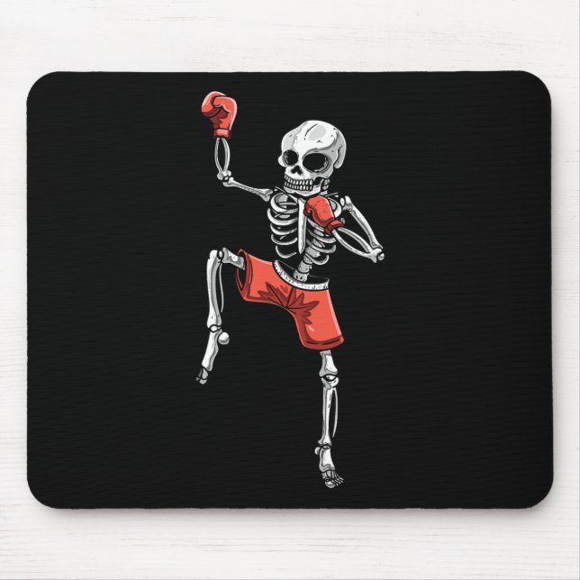 Skeleton Muay Thai Halloween Kickboxing Mma Fighte Mouse Pad (Front)