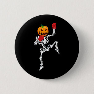 Skeleton Muay Thai Halloween Pumpkin Kickboxing Mm 2 Inch Round Button