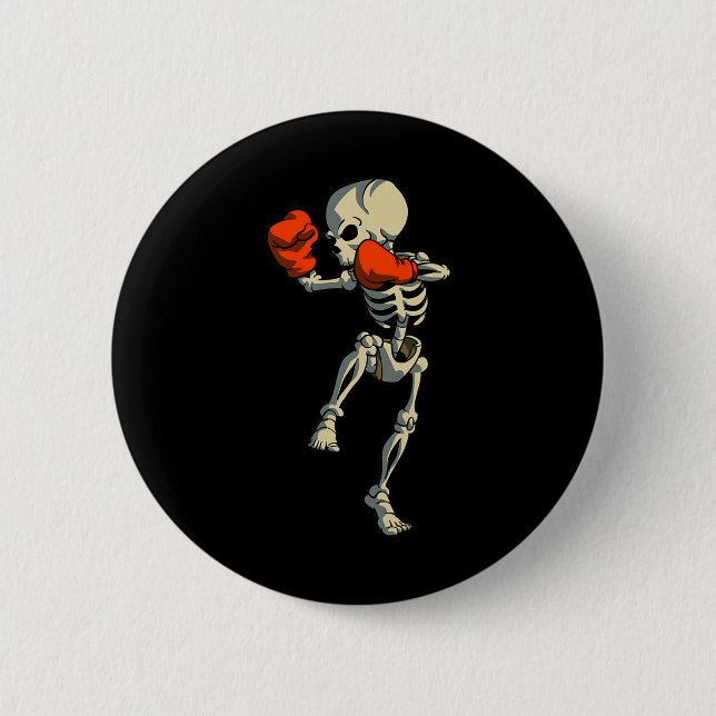 Skeleton Muay Thai Kick Boxing Mma Funny Karate Ha 2 Inch Round Button (Front)