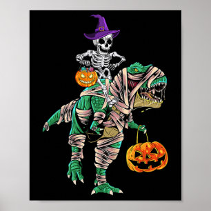 Skeleton Mummy Dinosaur T Rex Halloween For Boys K Poster