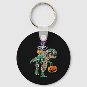 Skeleton Mummy Dinosaur T Rex Halloween For Boys Keychain